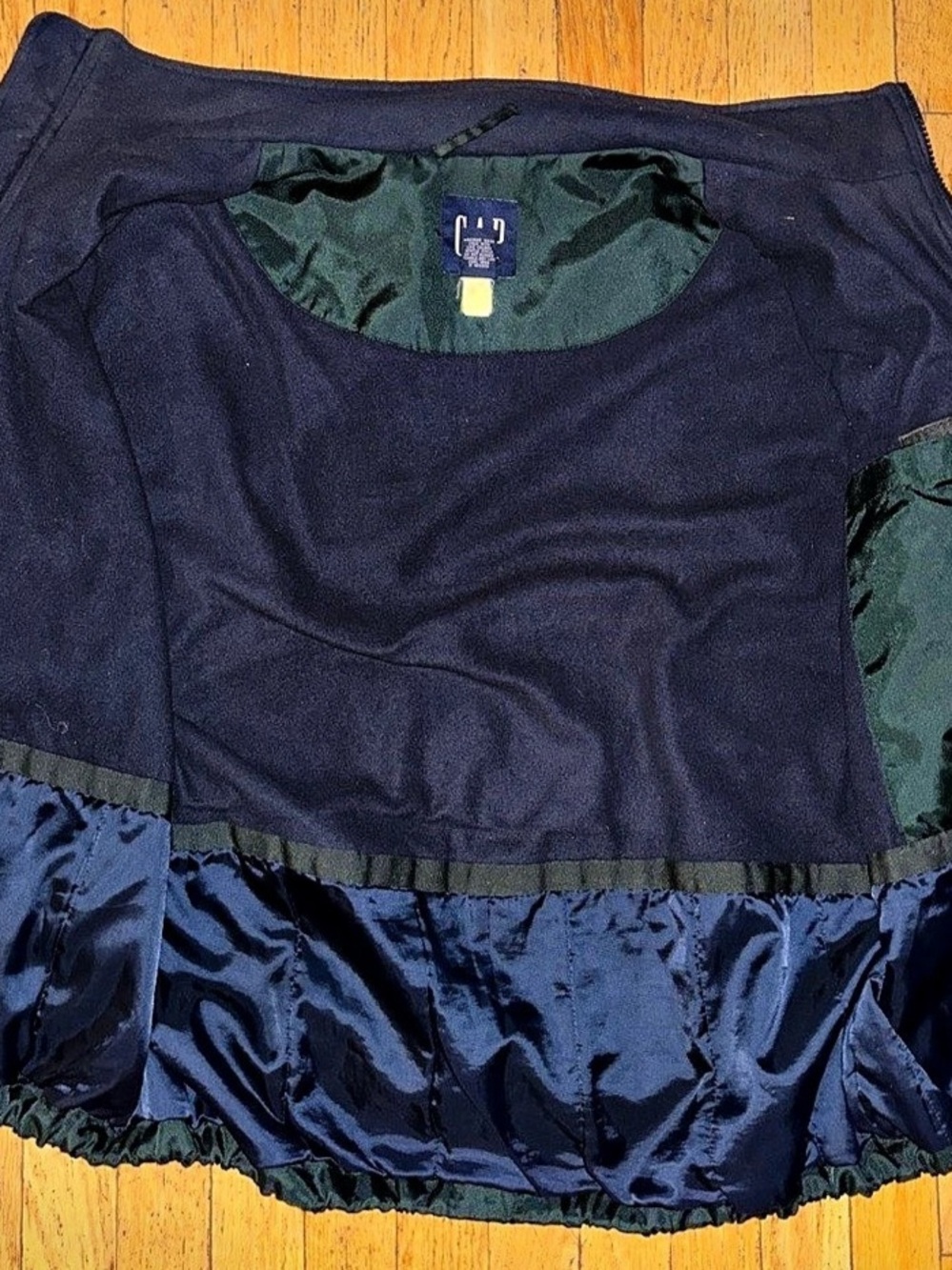Gap VTG Fleece-Lined Windbreaker w/ Reflective Stripe - Green & Navy - Medium - Picture 9 of 10